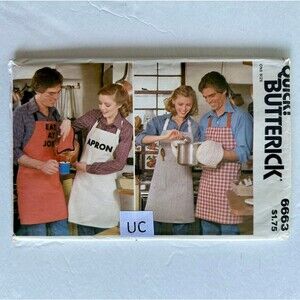 Butterick Sewing Pattern 6663 Apron Mitt Potholder Unisex One Size 1980s UNCUT